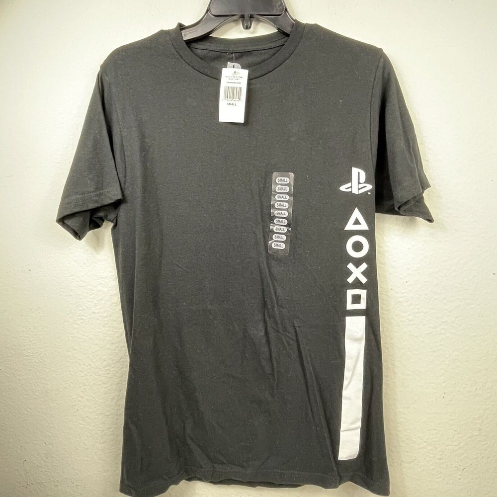 PlayStation Men's PS Logo and Joypad Button Icons Side T-Shirt PS5 PS5 Small